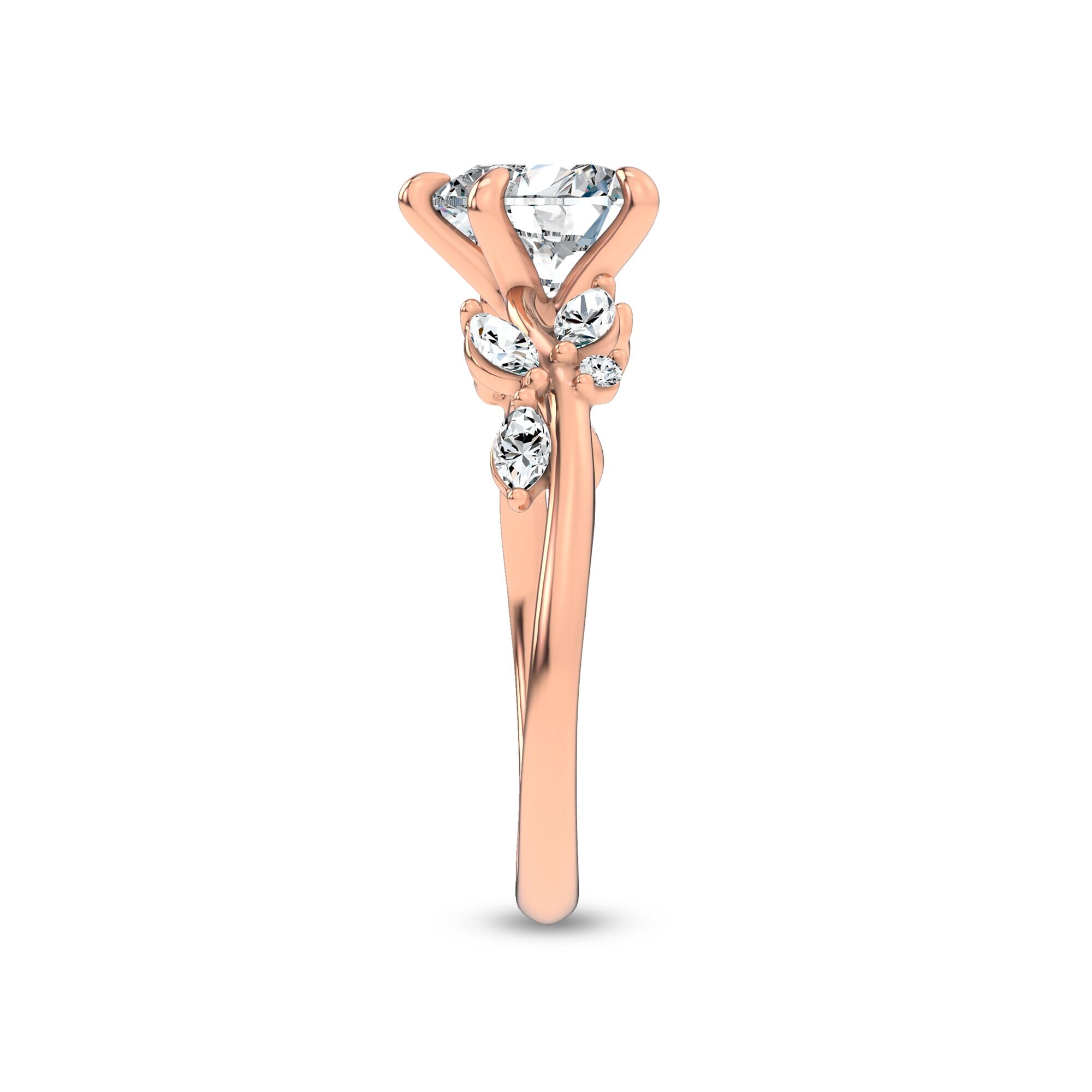 Nature-Inspired Engagement Heart Ring