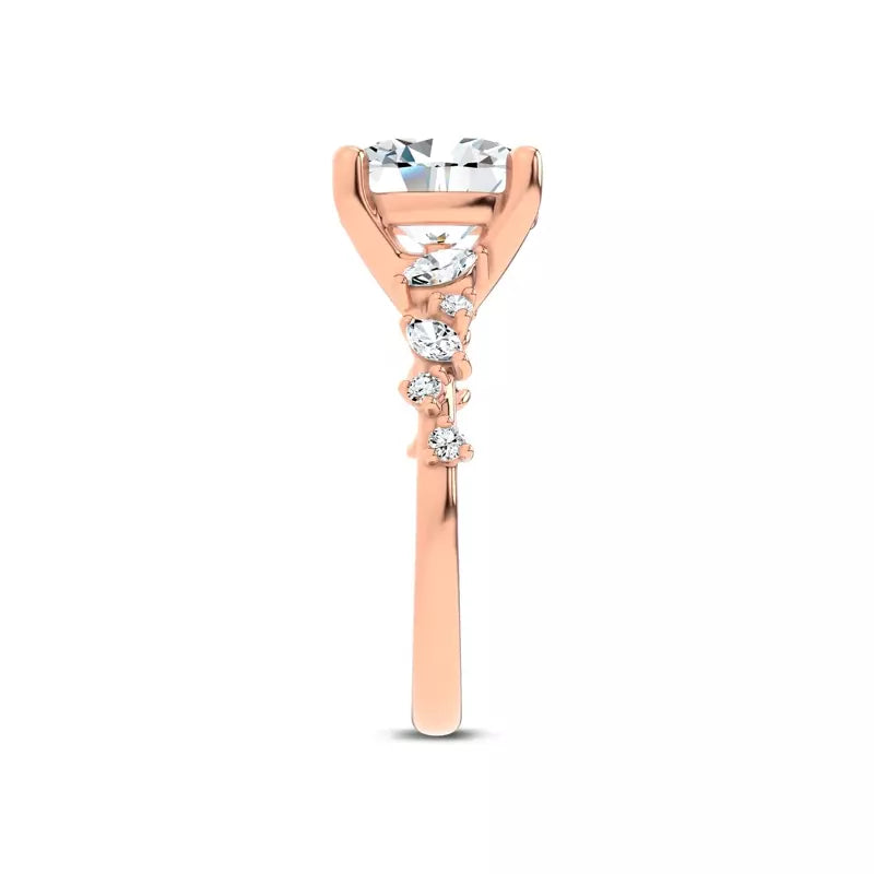 Scattered Diamond Oval Engagement Ring