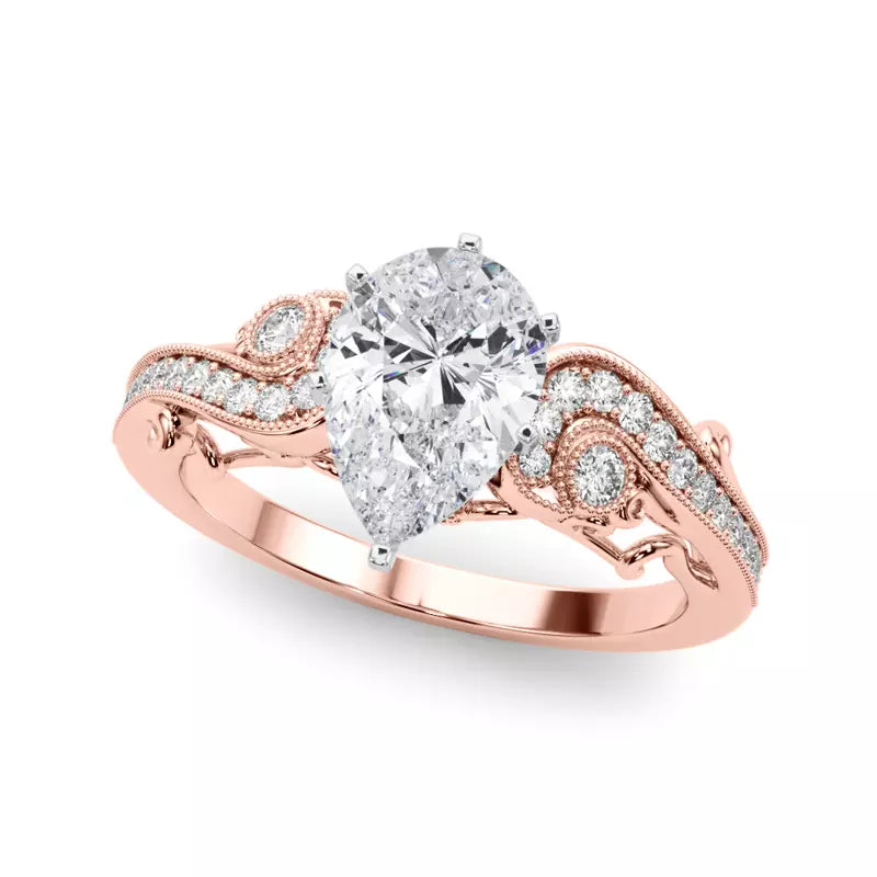 Vintage Inspired Pear Engagement Ring