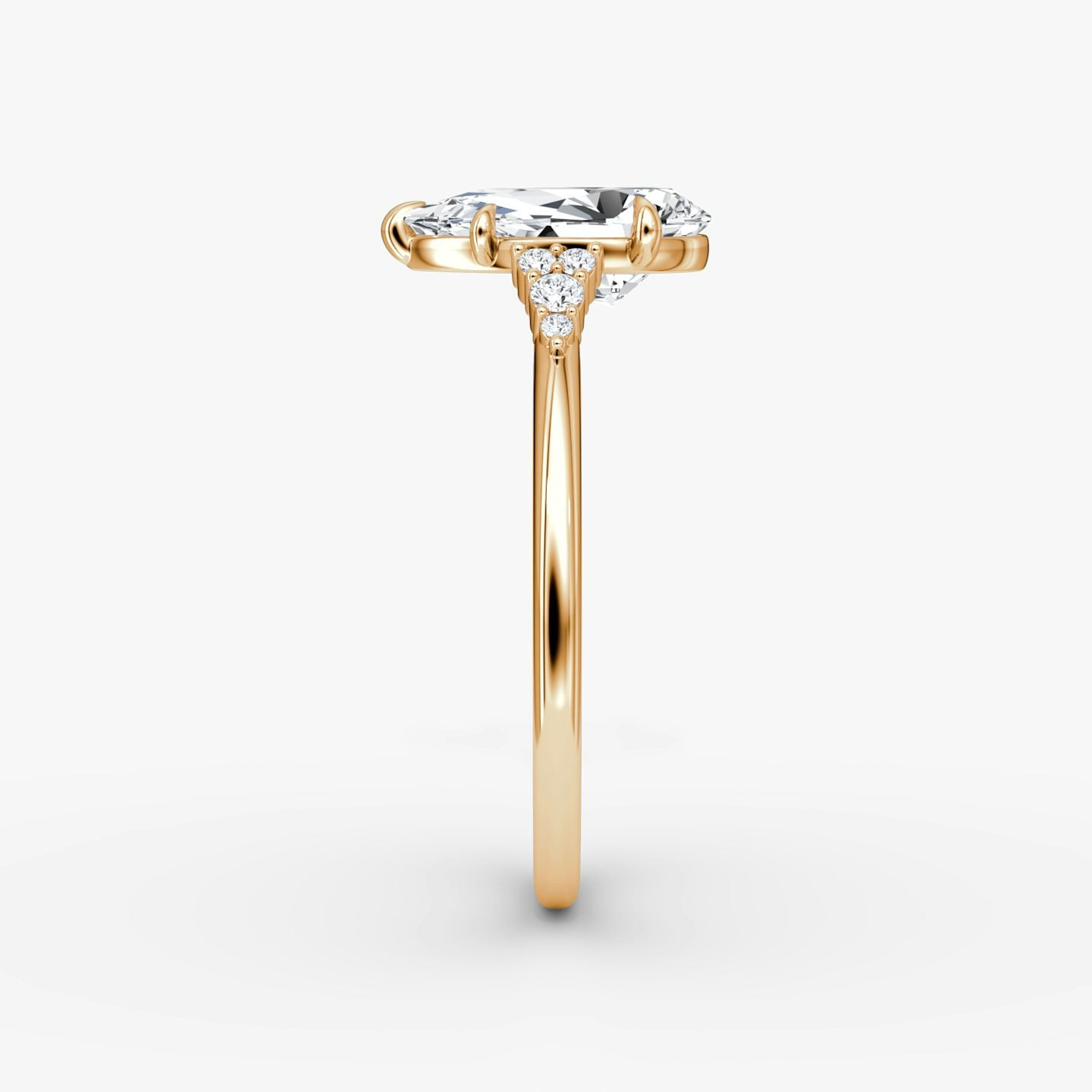 The Side Cluster Cathedral Pear Engagement Ring