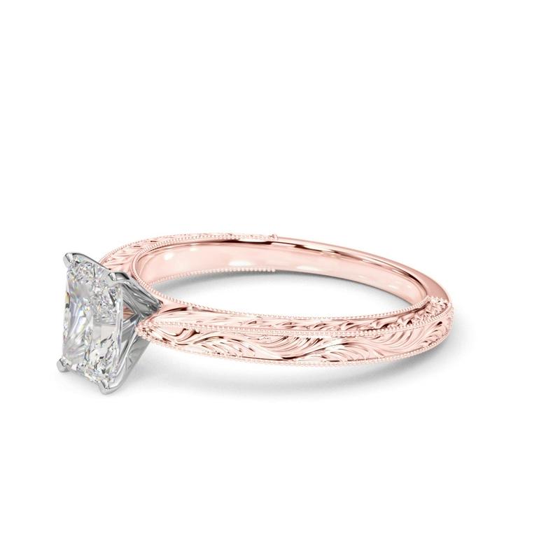 Vintage-Inspired Solitaire Engagement Radiant Ring