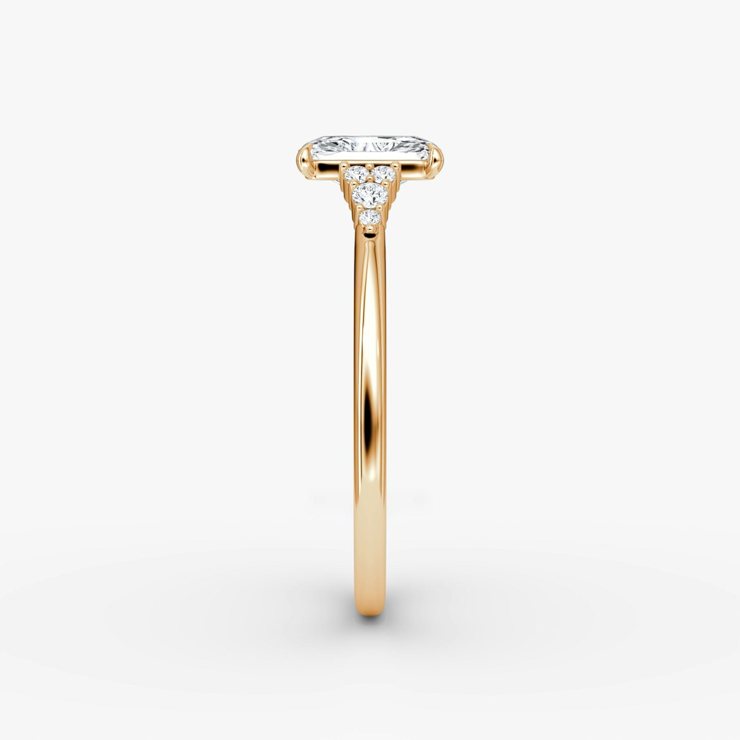 The Side Cluster Cathedral Radiant Engagement Ring
