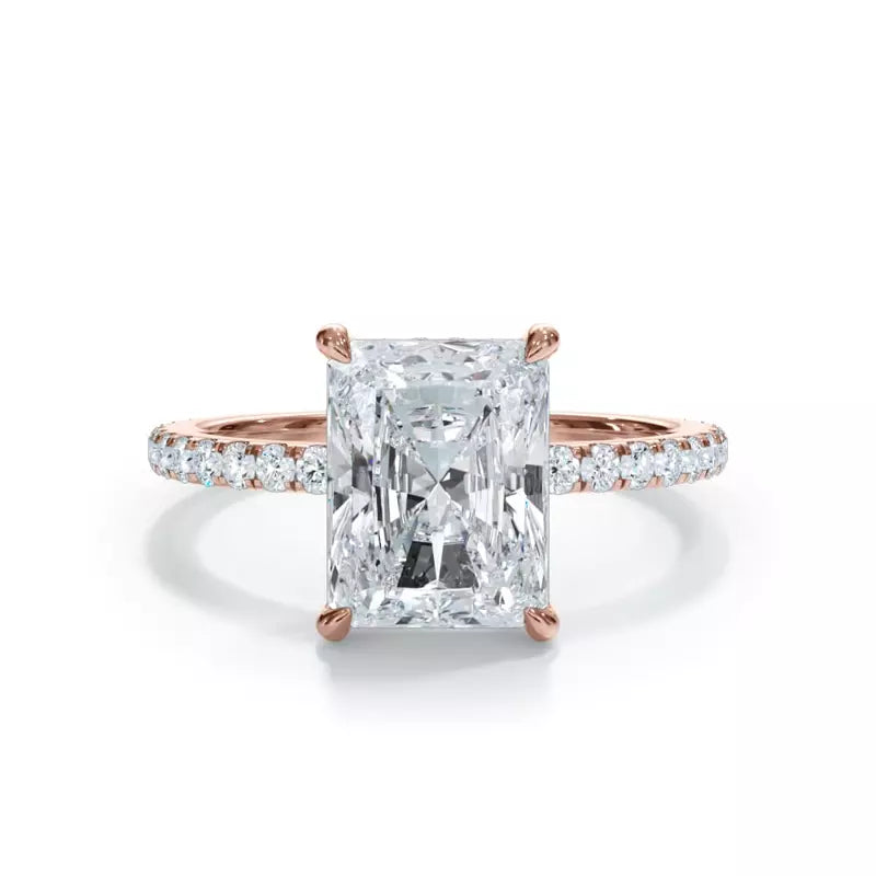Pavé Hidden Halo Radiant Engagement Ring