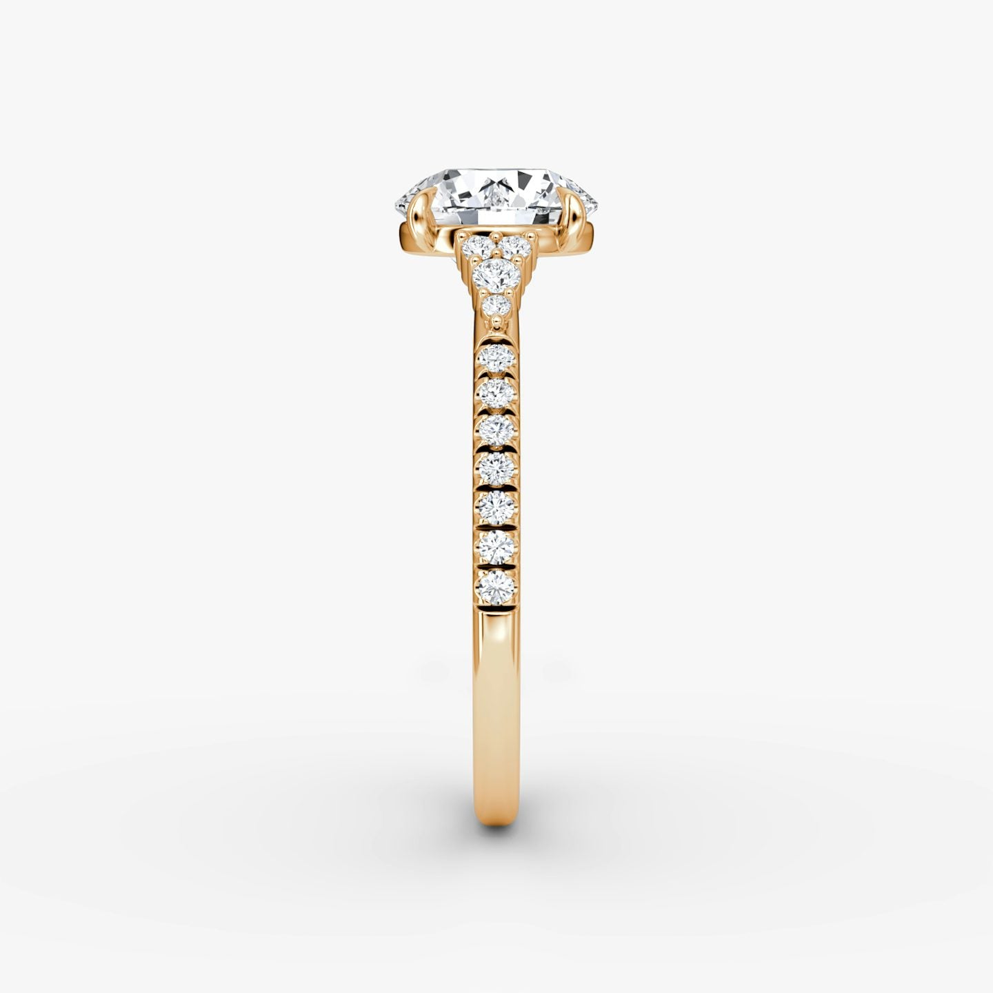 The Side Cluster Cathedral Round Brilliant Engagement Ring