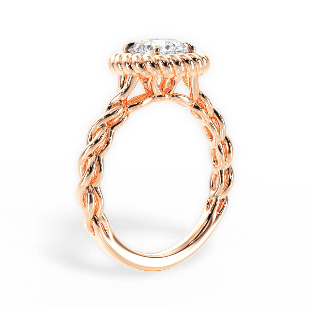Round Cut Twisted Halo Engagement Ring