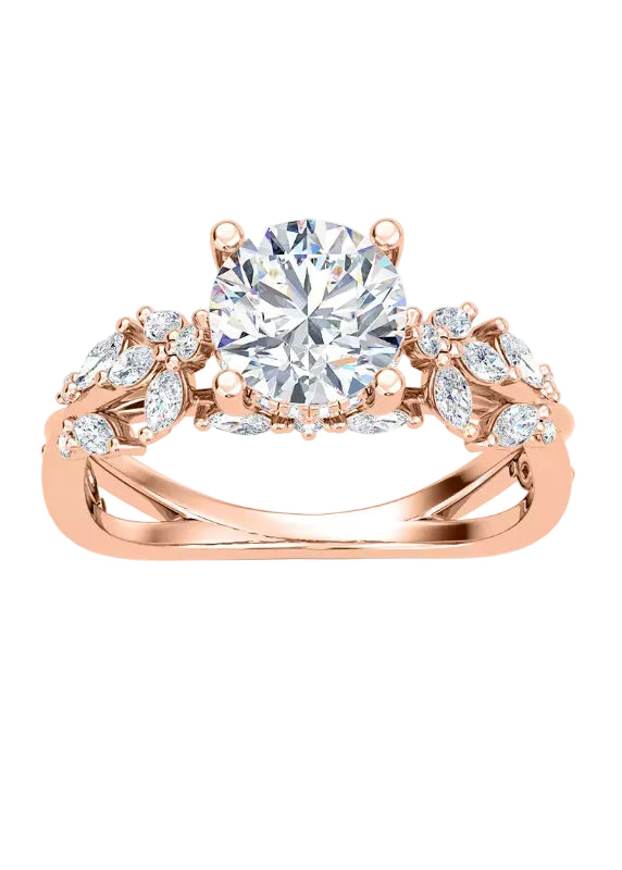 Butterfly And Bee Vine Twist Round Engagement Ring
