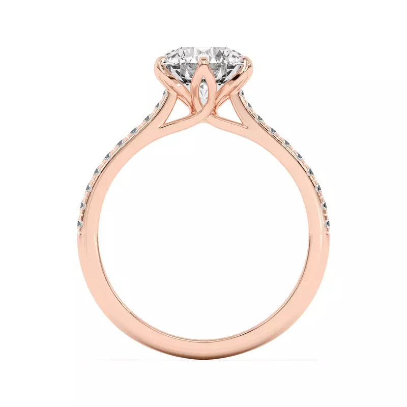 Tulip Inspired 6 Prong Round Engagement Ring