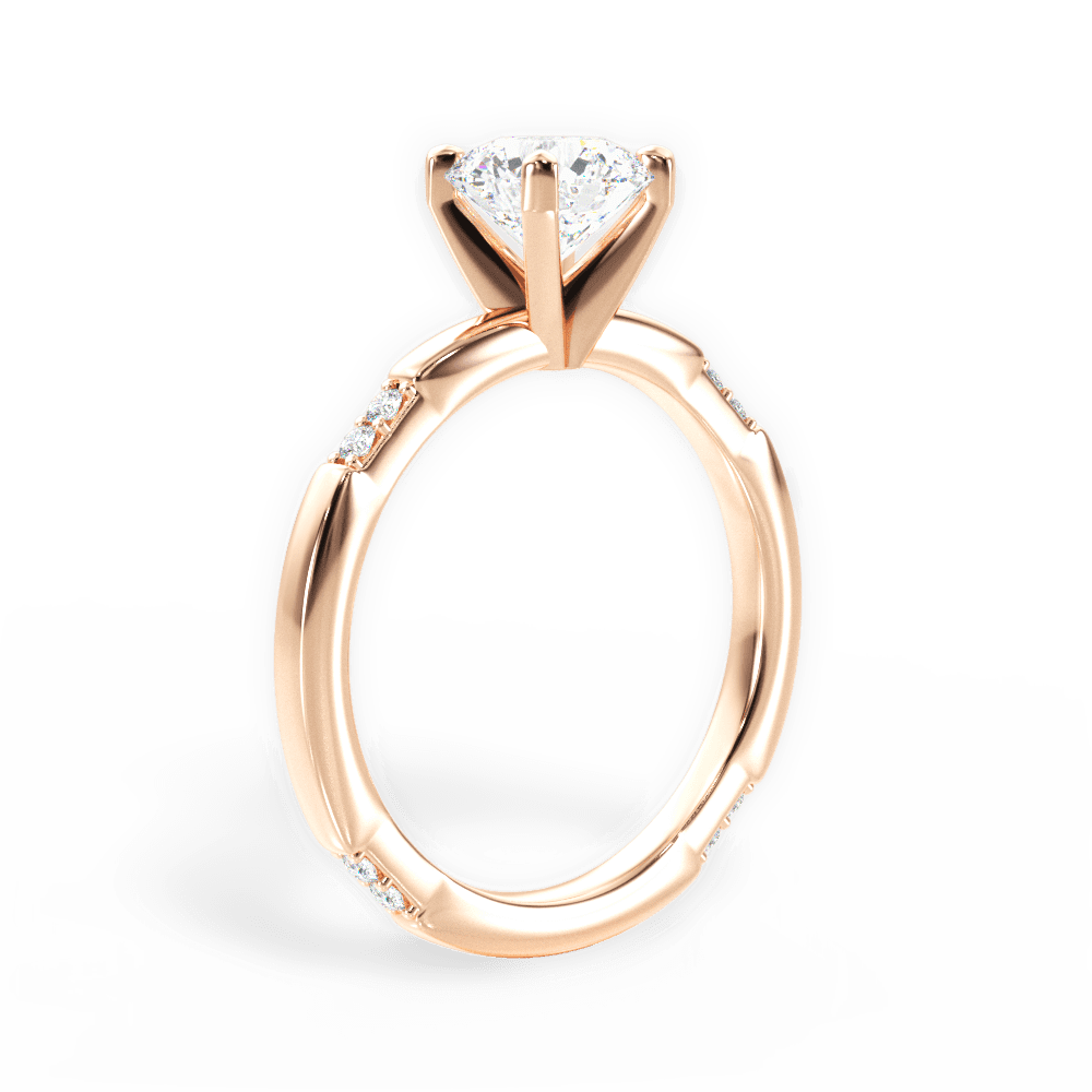 Round Cut Tapered Diamond Engagement Ring