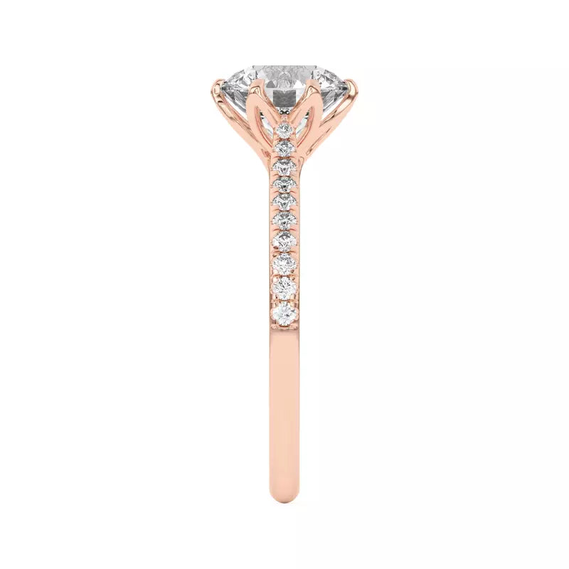 Tulip Inspired 6 Prong Round Engagement Ring