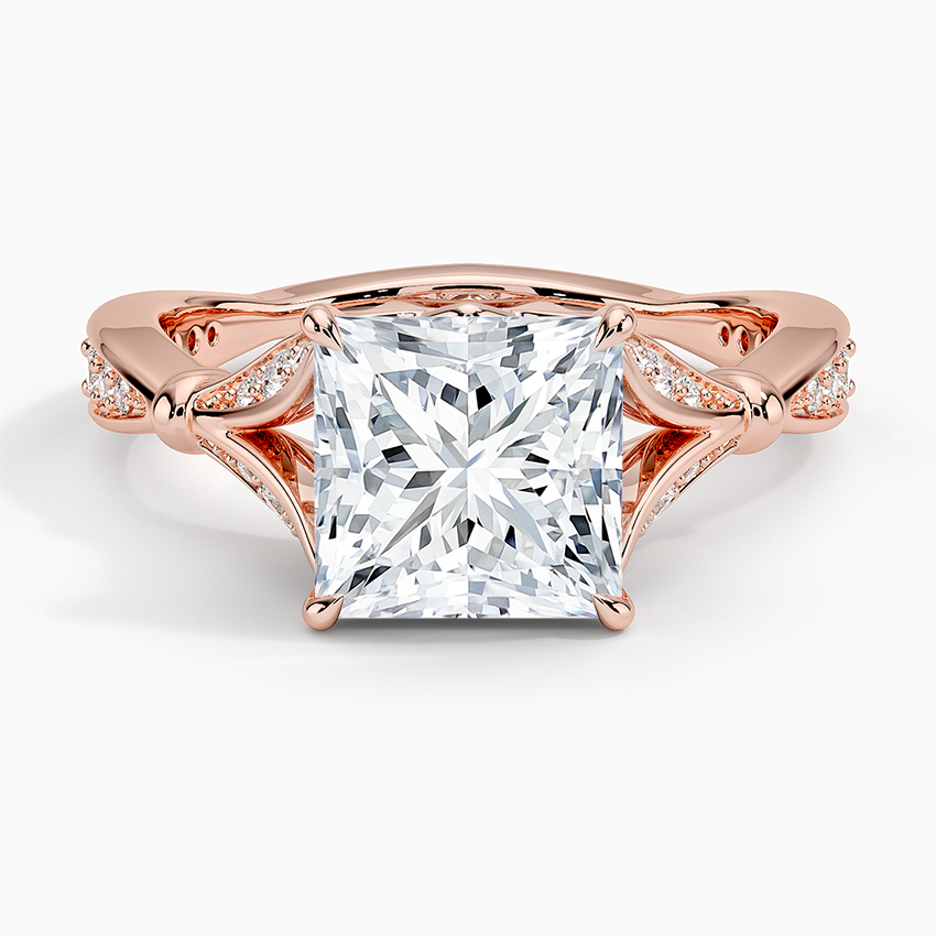 Leaf Embrace Split-Shank Princess Lab Grown Diamond Center Engagement Ring