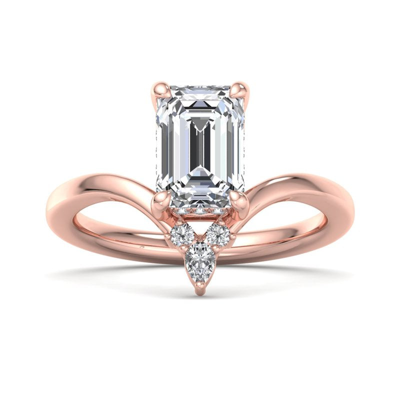 Radiant Tiered Sparkle Emerald Lab Grown Diamond Center Engagement Ring
