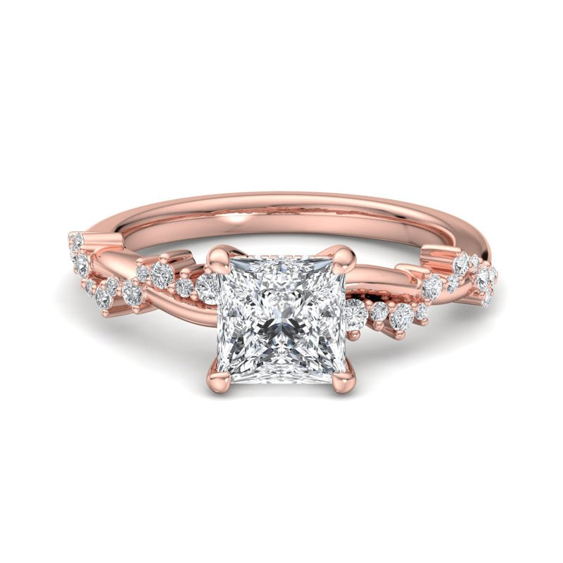 Classic Sparkle Pavé Princess Lab Grown Diamond Center Engagement Ring