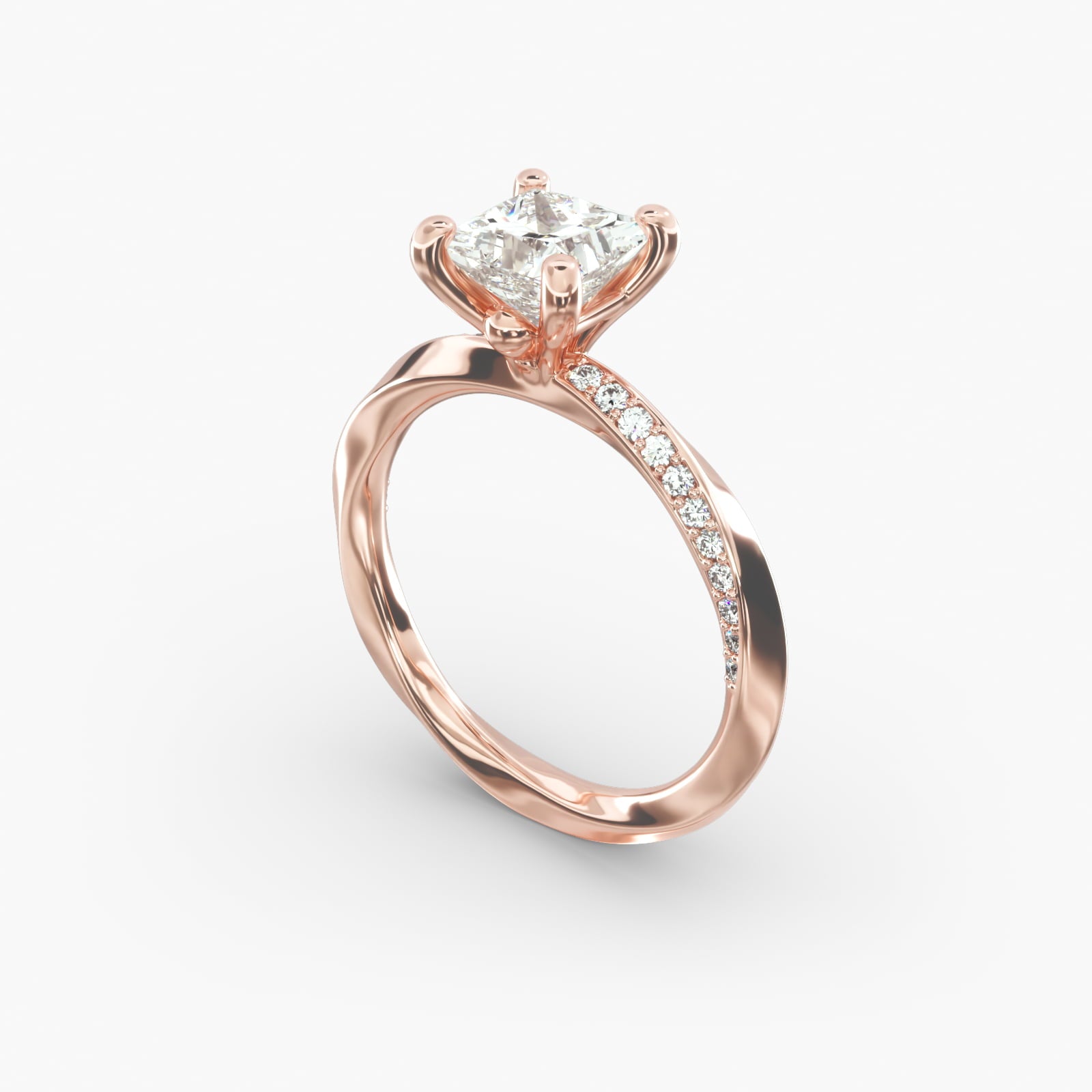 Twisted Sparkle Princess Lab Grown Diamond Center Engagement Ring