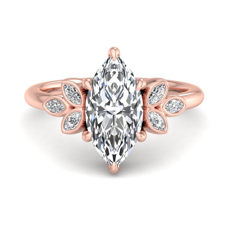 Floral Radiance Marquise Lab Grown Diamond Center Engagement Ring