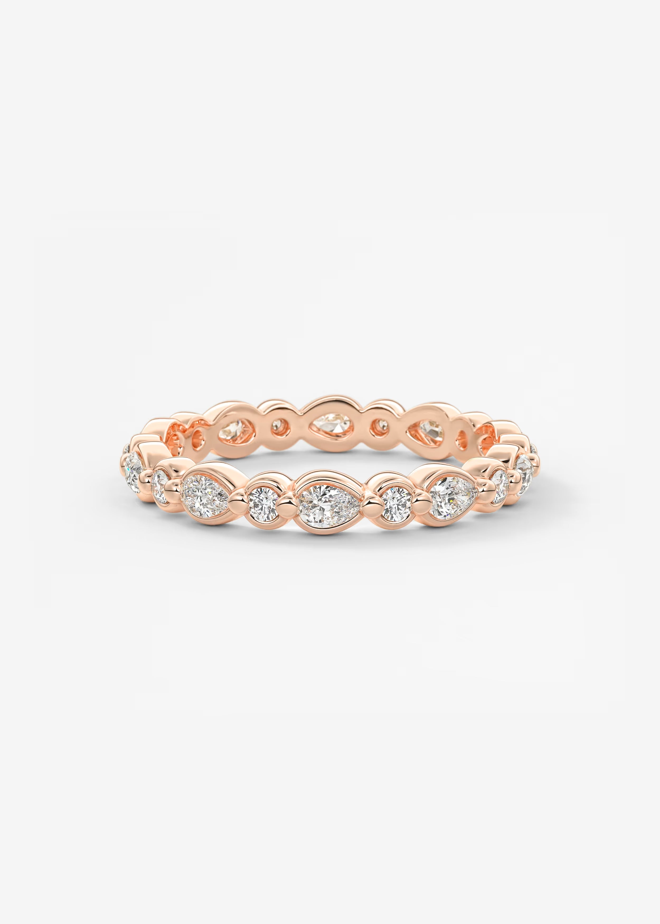 Gold Full Eternity Band with Alternating Round and Marquise Bezel‑Set Lab‑Grown Diamonds