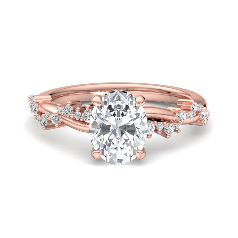 Classic Sparkle Pavé Oval Lab Grown Diamond Center Engagement Ring