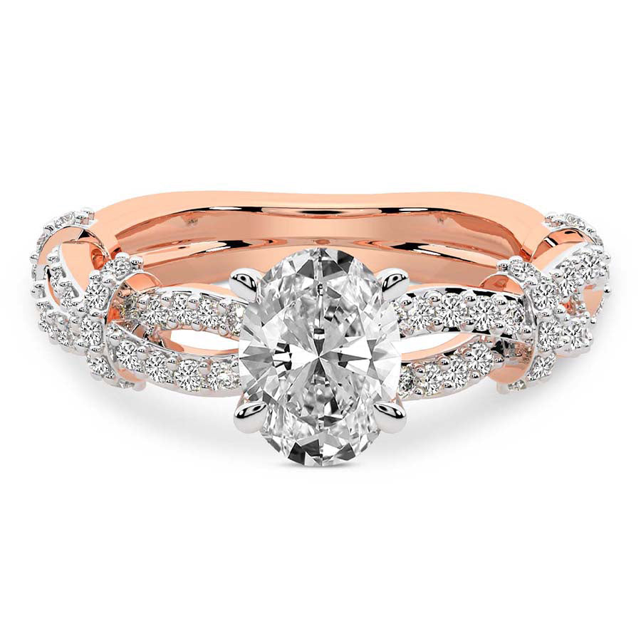 Twisted Brilliance Dual-Tone oval Lab Grown Diamond Center Engagement Ring