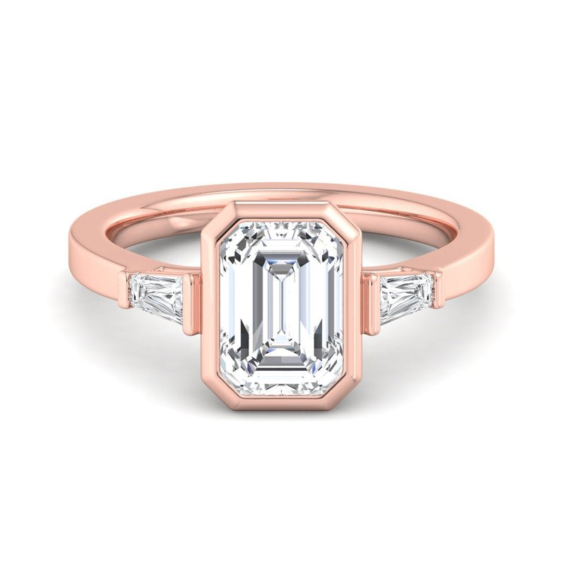 Timeless Bezel-Set Emerald Lab Grown Diamond Center Engagement Ring