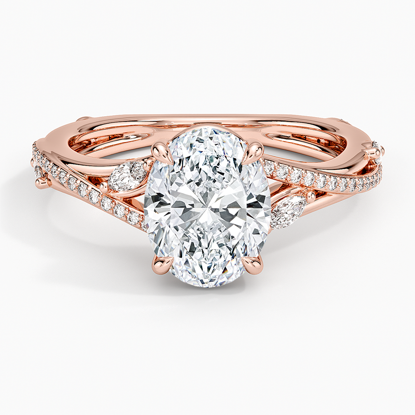 Split Vine Marquise Cluster Oval Lab Grown Diamond Center Engagement Ring