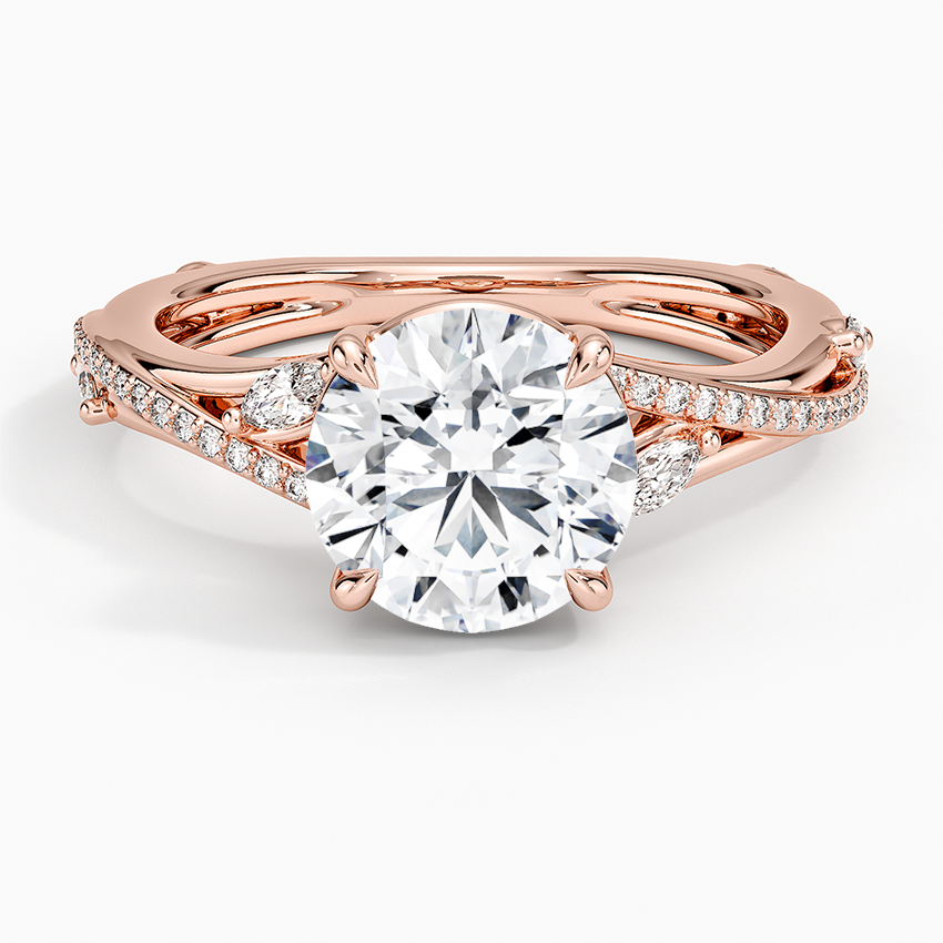 Split Vine Marquise Cluster Round Lab Grown Diamond Center Engagement Ring