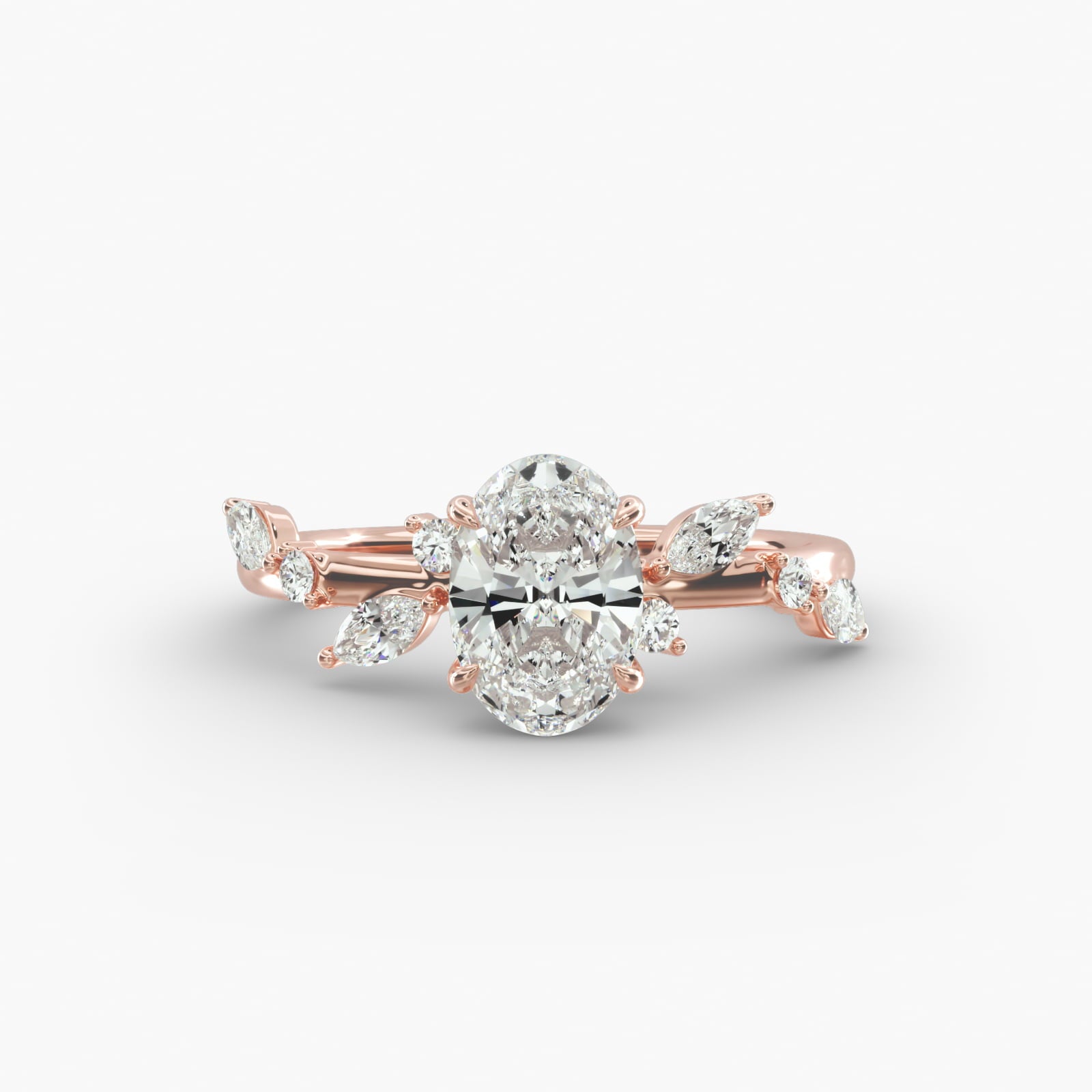 Symphony of Light Floral Oval Lab Grown Diamond Center Engagement Ring
