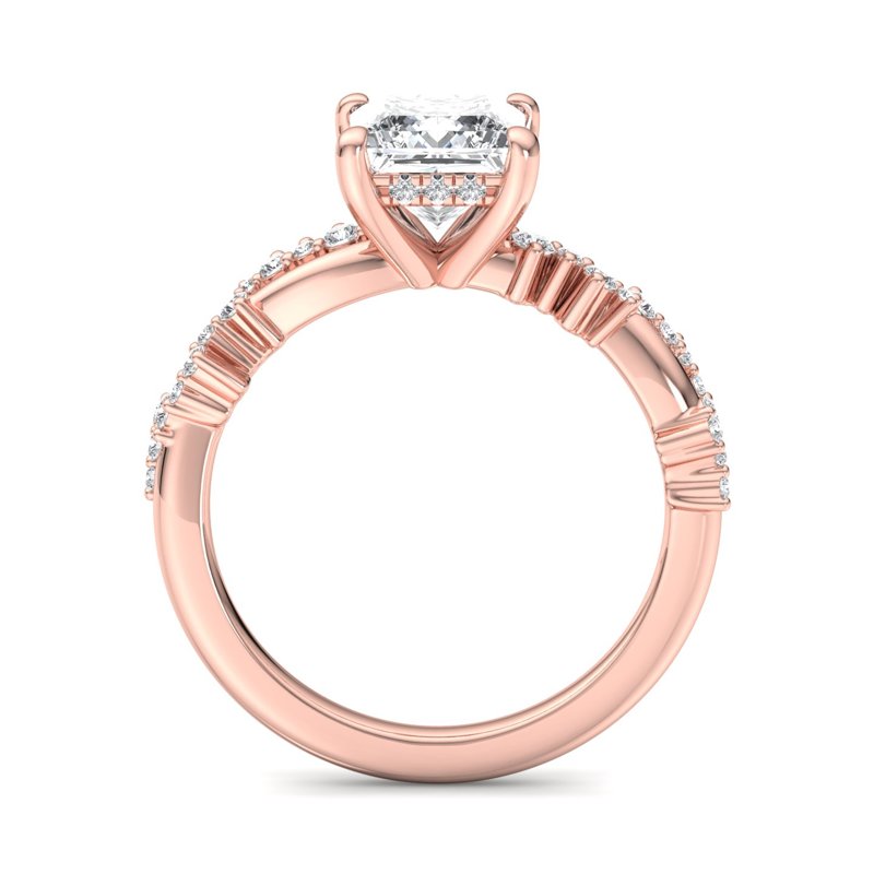 Classic Sparkle Pavé Princess Lab Grown Diamond Center Engagement Ring