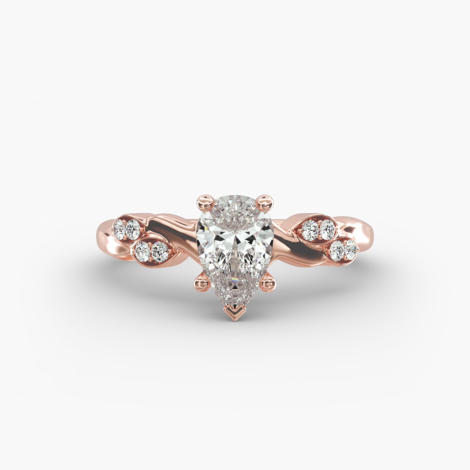 Floral Twist Cluster Pear Lab Grown Diamond Center Engagement Ring