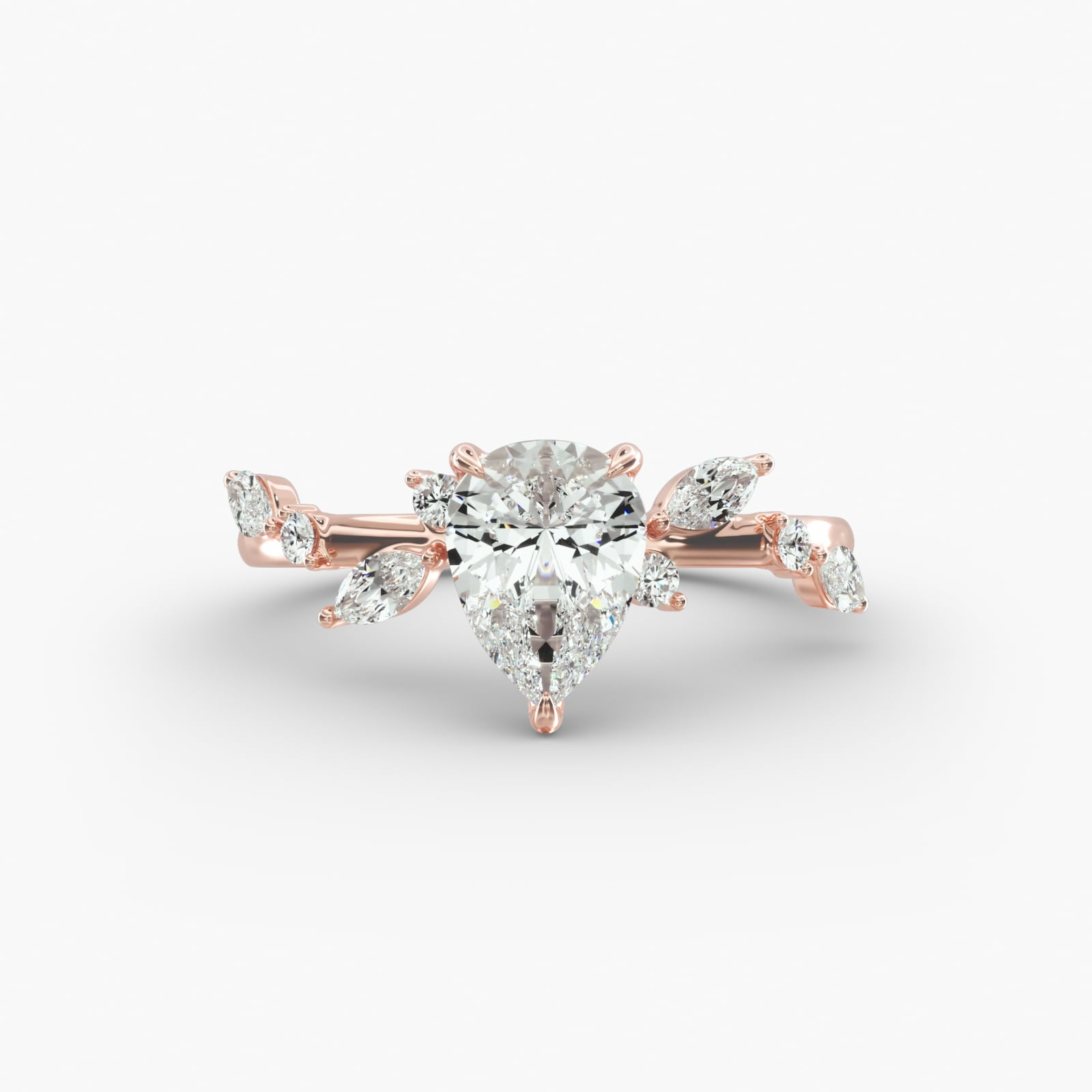 Symphony of Light Floral Pear Lab Grown Diamond Center Engagement Ring