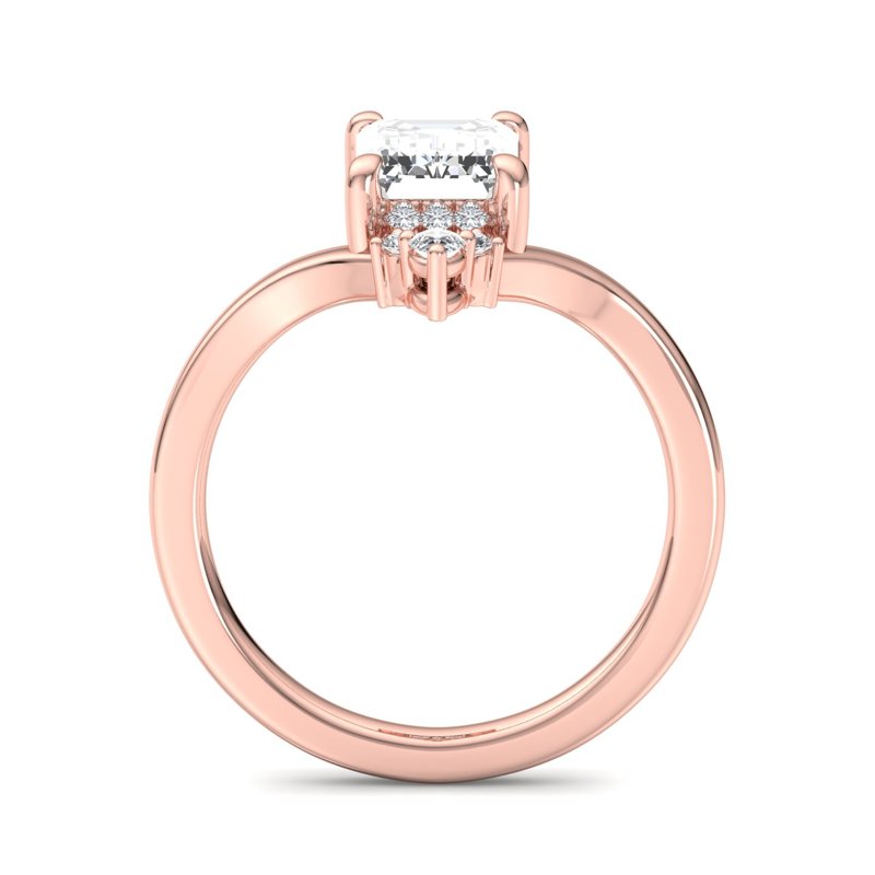 Radiant Tiered Sparkle Emerald Lab Grown Diamond Center Engagement Ring