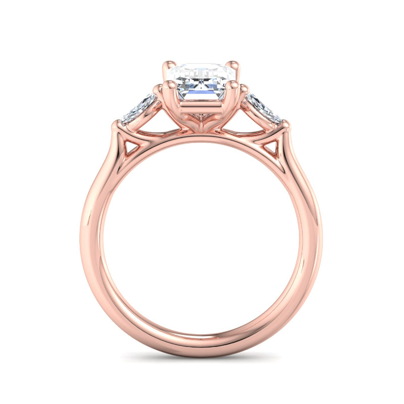 Classic Emerald-Cut Center with Side Accents Lab Grown Diamond Center Engagement Ring