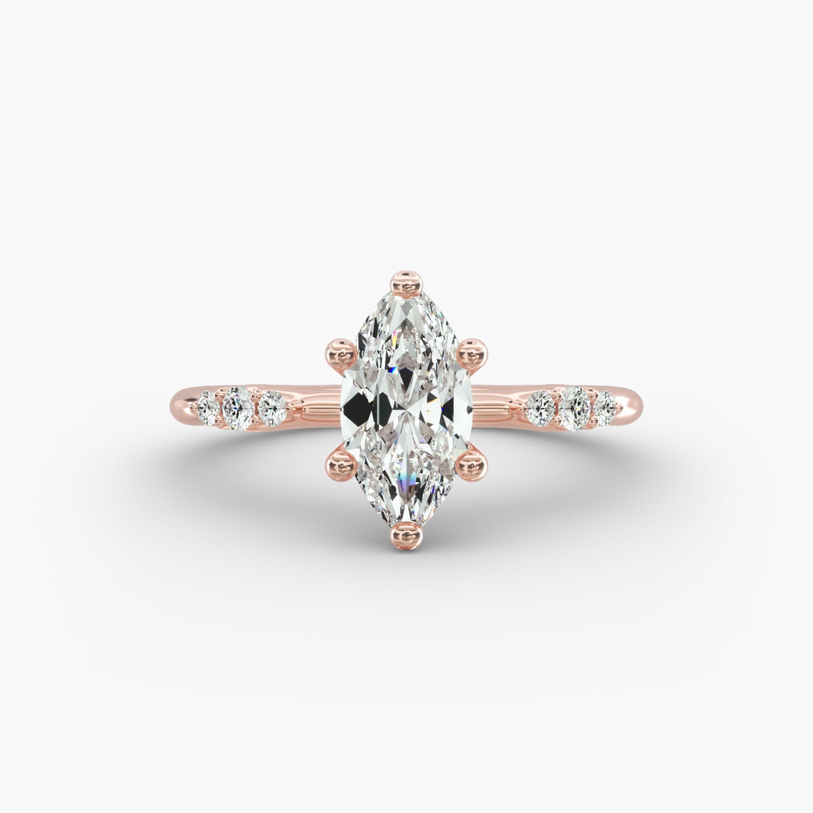 Graduated Sparkle Marquise Lab Grown Diamond Center Engagement Ring