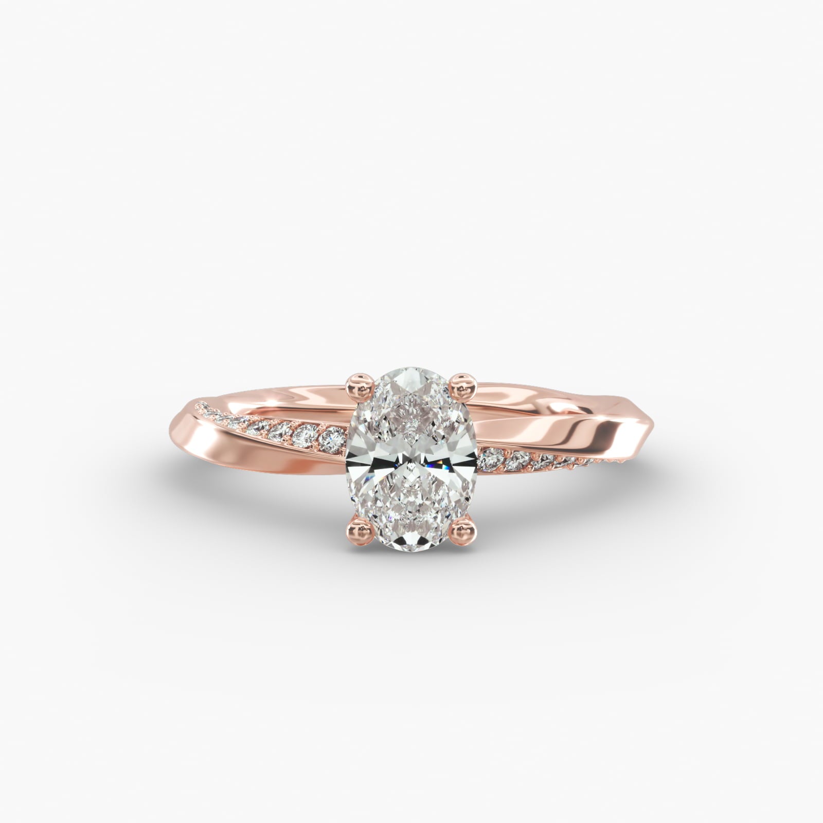 Twisted Sparkle Oval Lab Grown Diamond Center Engagement Ring