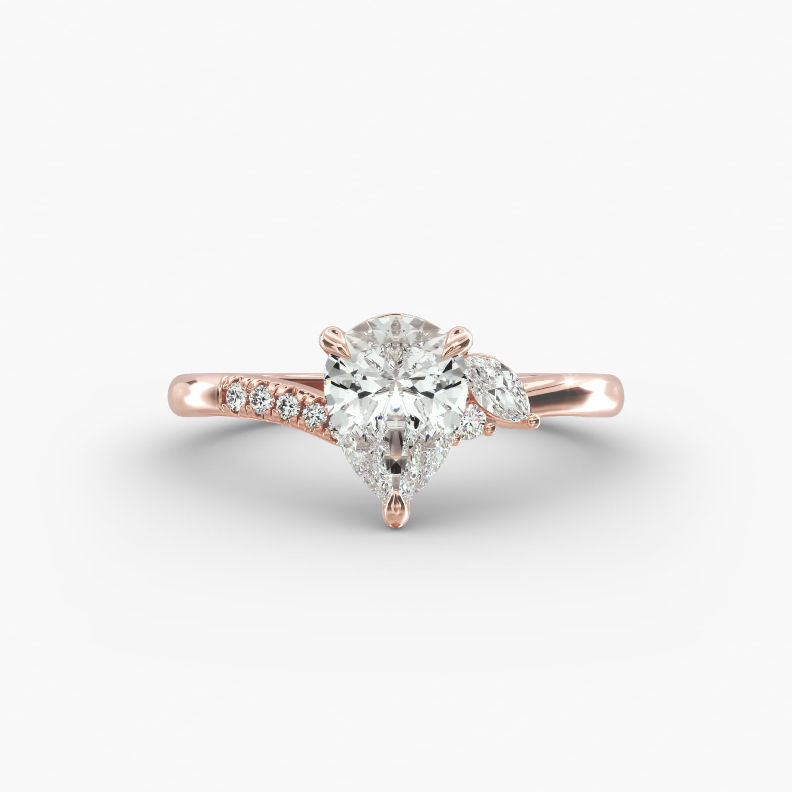 Asymmetric Elegance Pear Lab Grown Diamond Center Engagement Ring