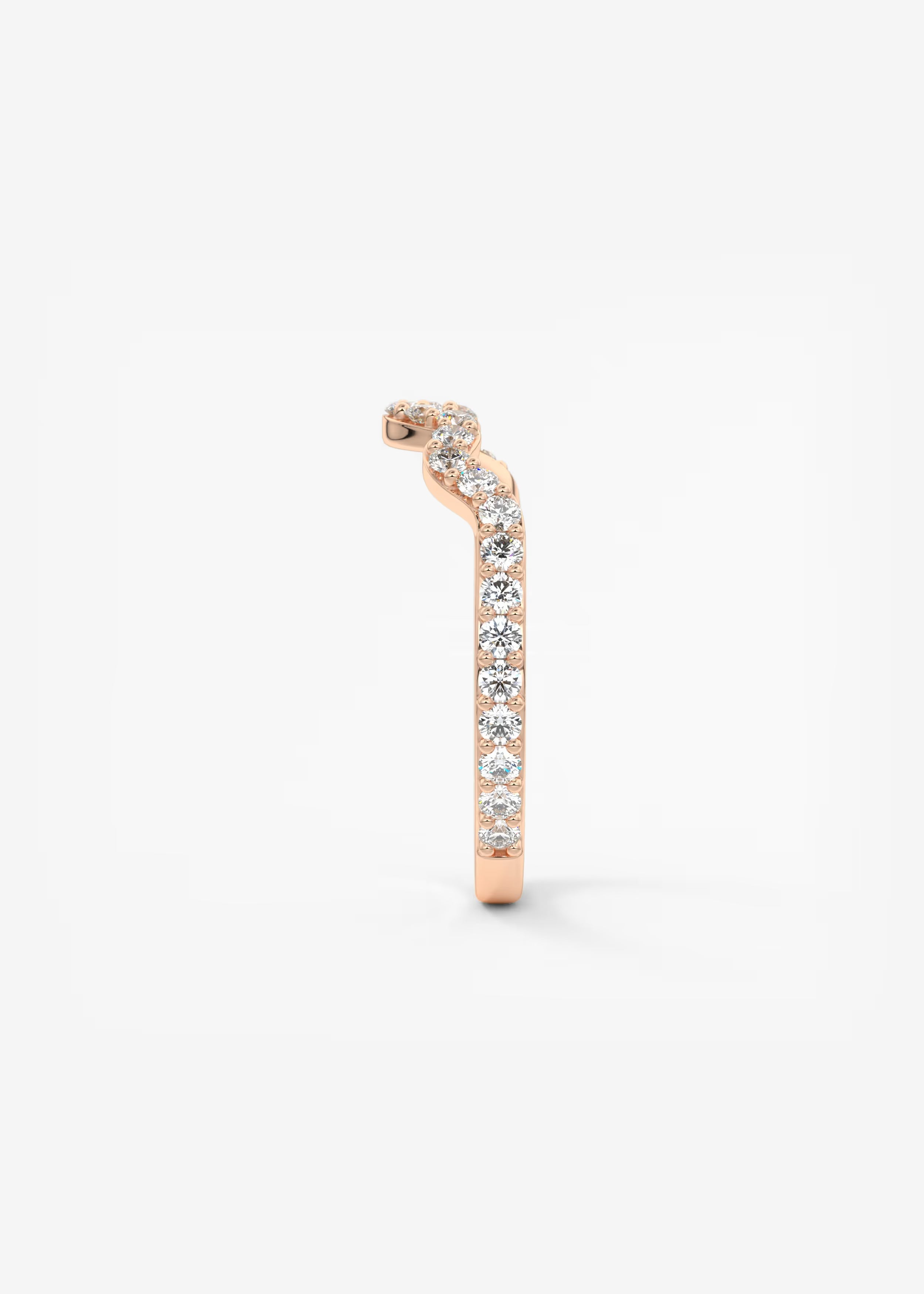 Gold Wave Band with Flowing Lab‑Grown Diamonds in Curved Pavé Design
