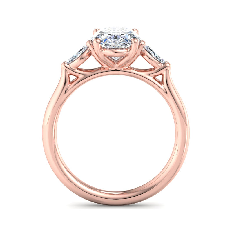 Classic Oval-Cut Center with Side Accents Lab Grown Diamond Center Engagement Ring