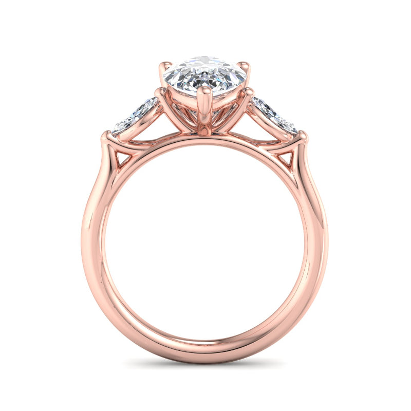 Classic Pear-Cut Center with Side Accents Lab Grown Diamond Center Engagement Ring