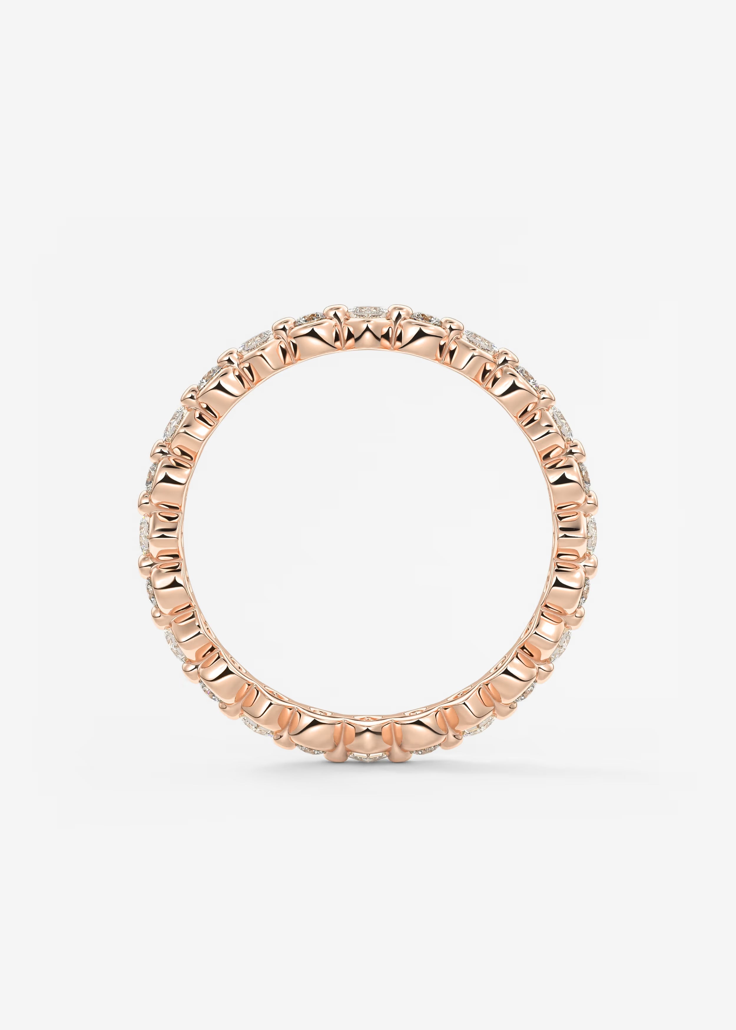 Gold Full Eternity Band with Raised Diamond‑Shaped Settings and Round Lab‑Grown Diamonds