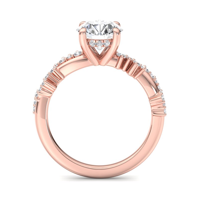Classic Sparkle Pavé Round Lab Grown Diamond Center Engagement Ring