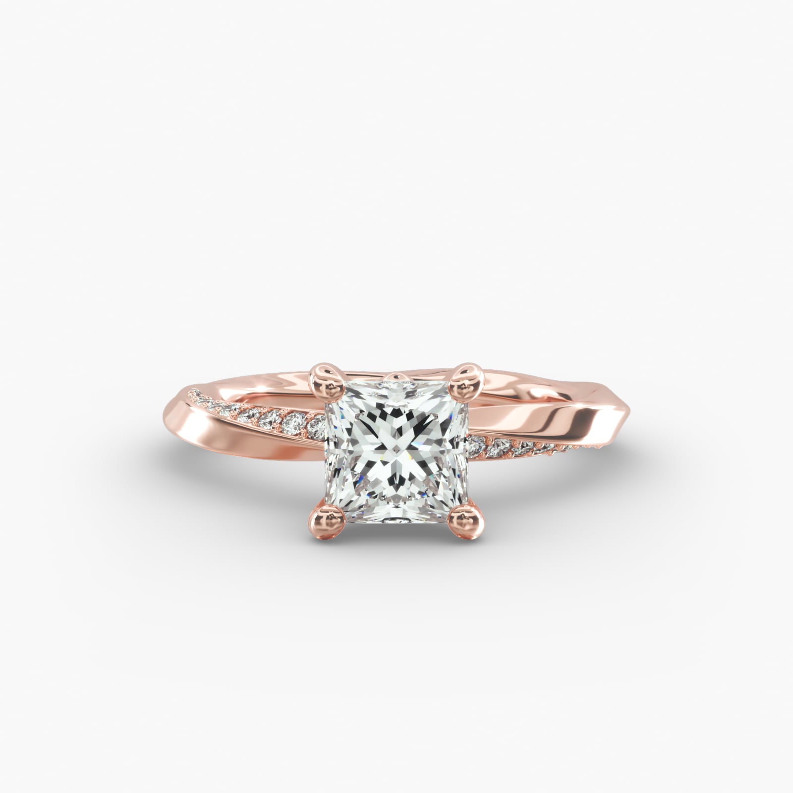 Twisted Sparkle Princess Lab Grown Diamond Center Engagement Ring