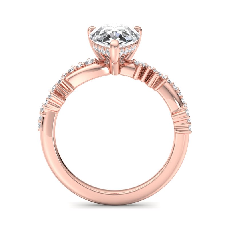 Classic Sparkle Pavé Pear Lab Grown Diamond Center Engagement Ring