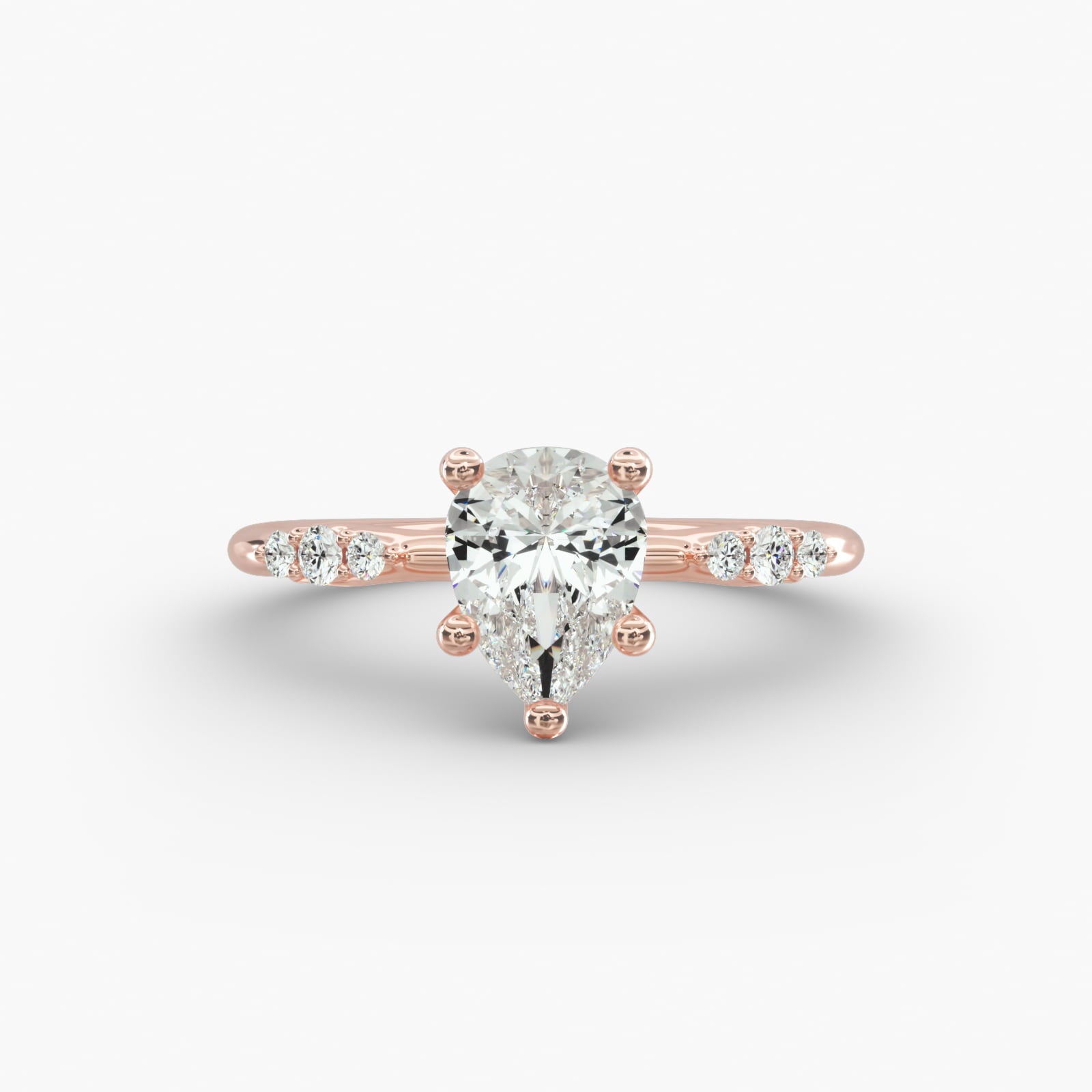 Graduated Sparkle Pear Lab Grown Diamond Center Engagement Ring