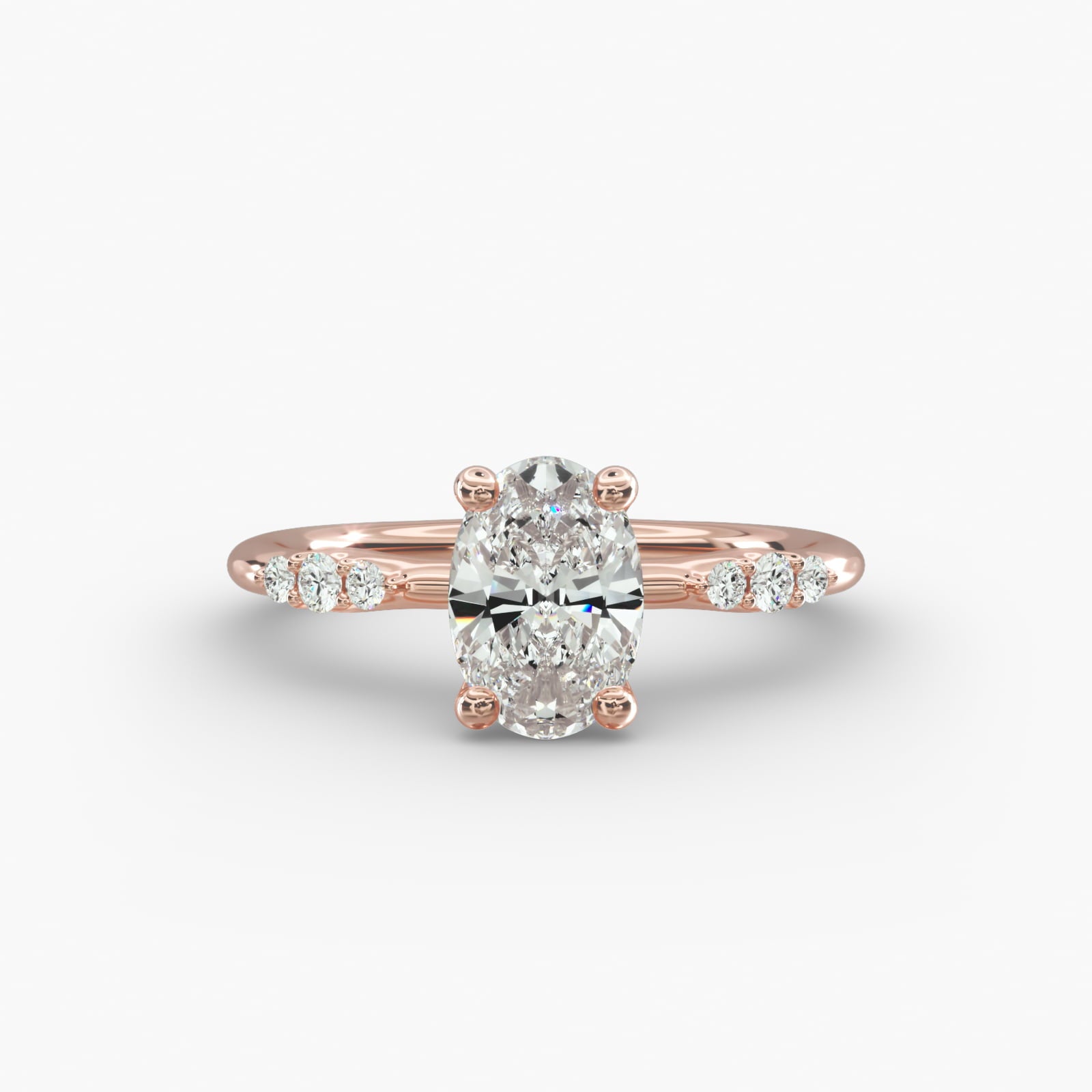 Graduated Sparkle Oval Lab Grown Diamond Center Engagement Ring
