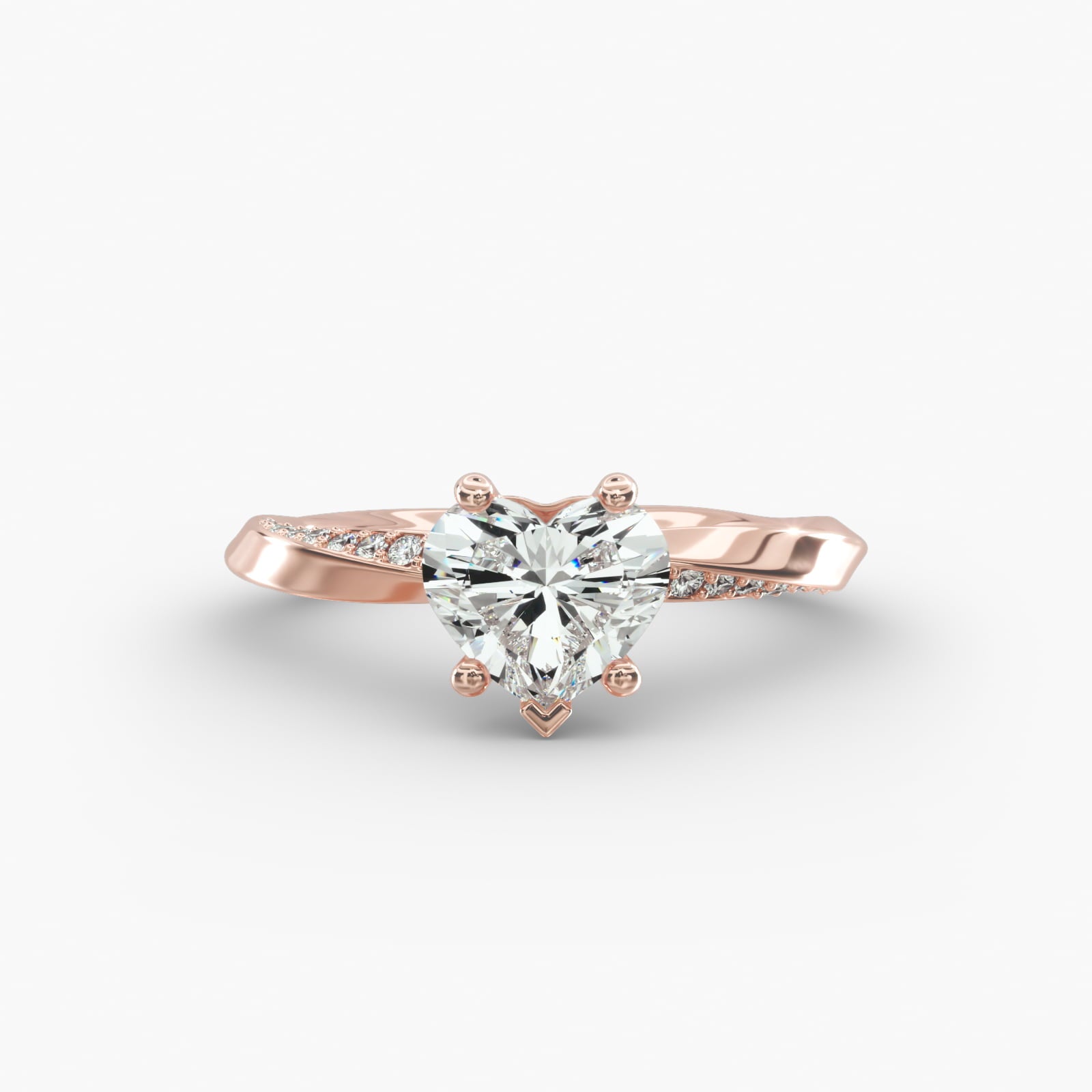 Twisted Sparkle Heart Lab Grown Diamond Center Engagement Ring