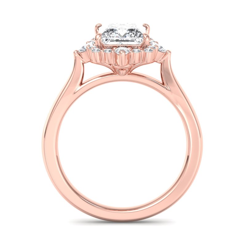 Halo-style with Pear Accents and Princess Lab Grown Diamond Center Engagement Ring