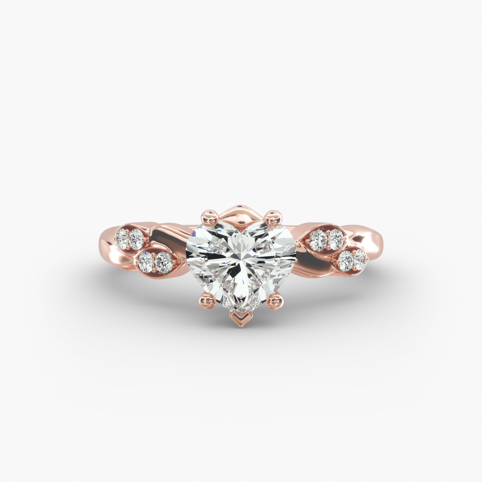 Floral Twist Cluster Heart Lab Grown Diamond Center Engagement Ring