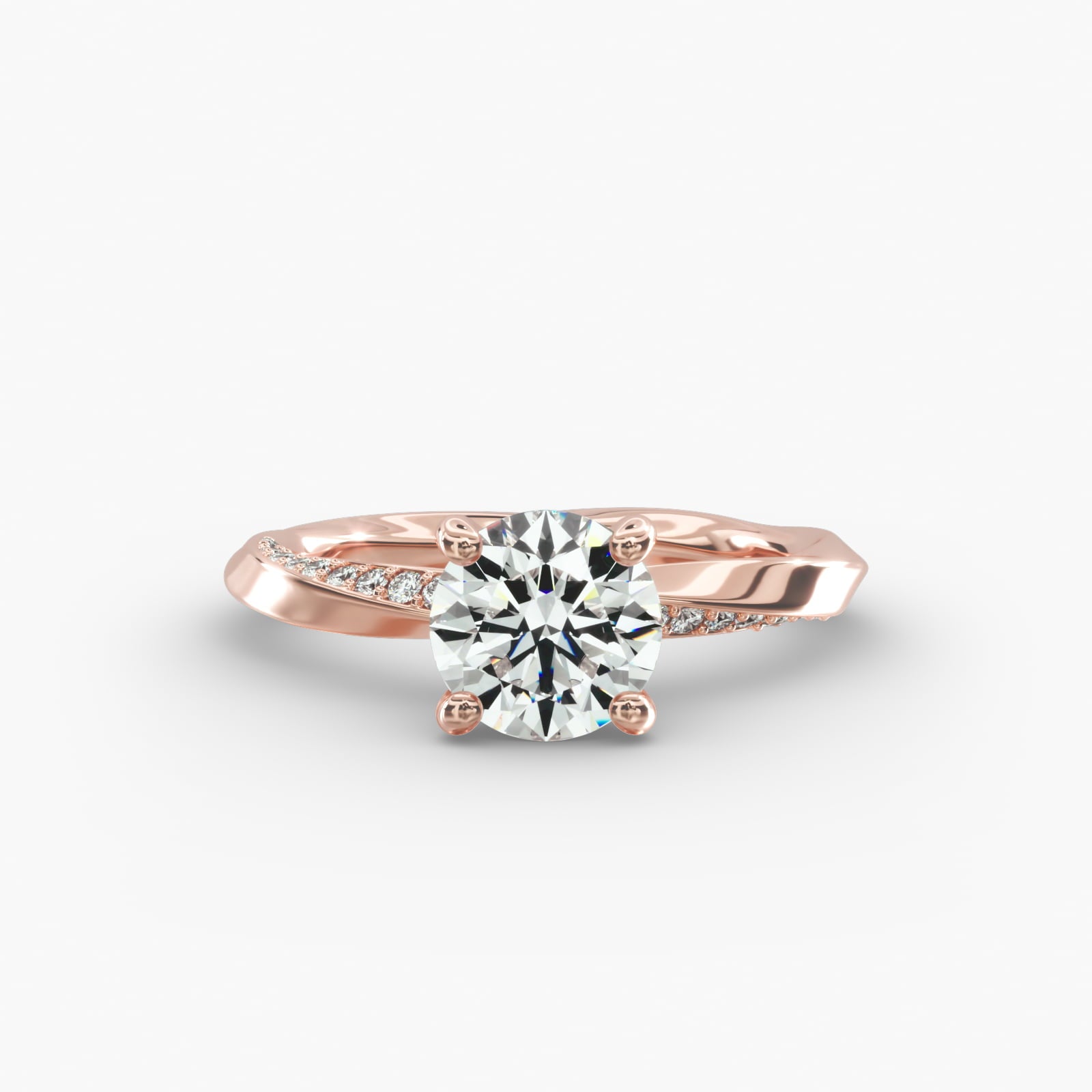 Twisted Sparkle Round Lab Grown Diamond Center Engagement Ring