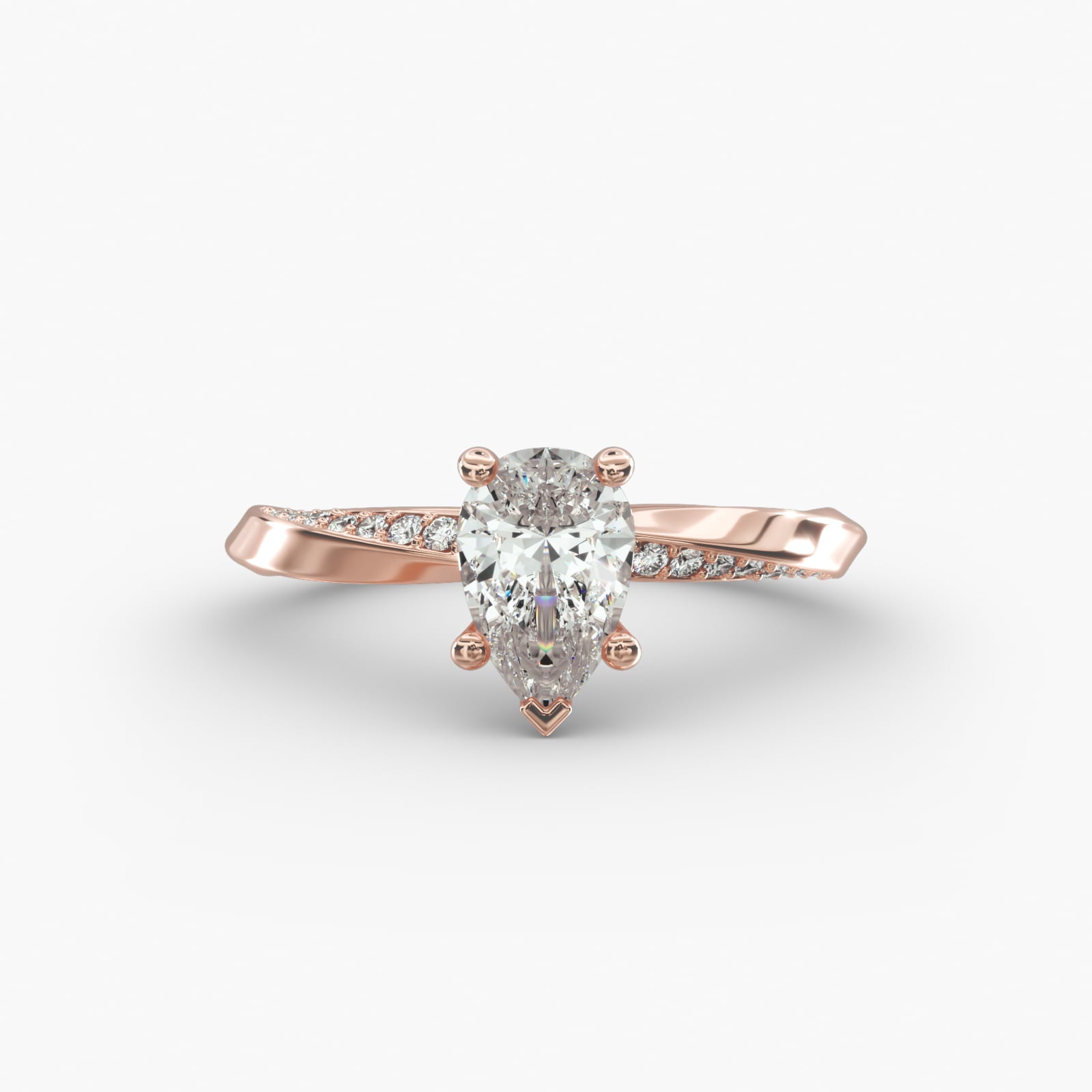 Twisted Sparkle Pear Lab Grown Diamond Center Engagement Ring