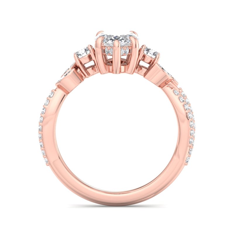 Floral Marquise Band with Beaded Detail Marquise Lab Grown Diamond Center Engagement Ring