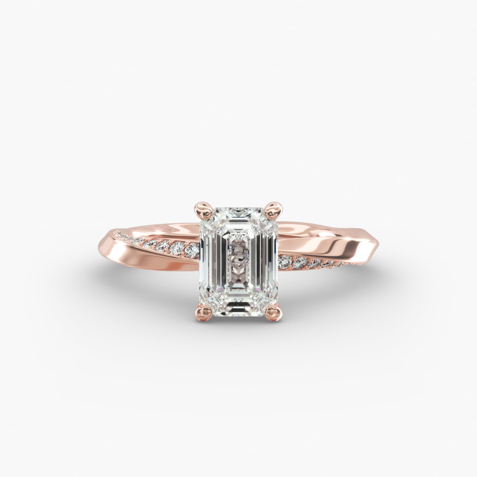 Twisted Sparkle Emerald Lab Grown Diamond Center Engagement Ring