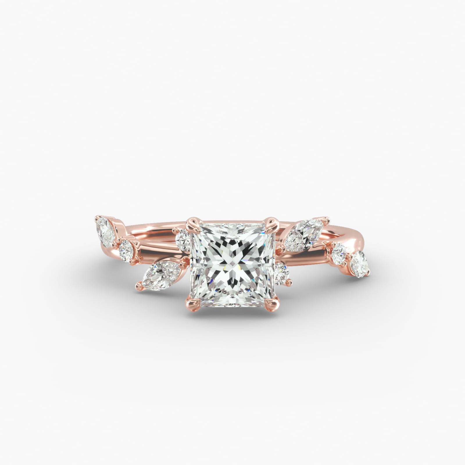 Symphony of Light Floral Princess Lab Grown Diamond Center Engagement Ring